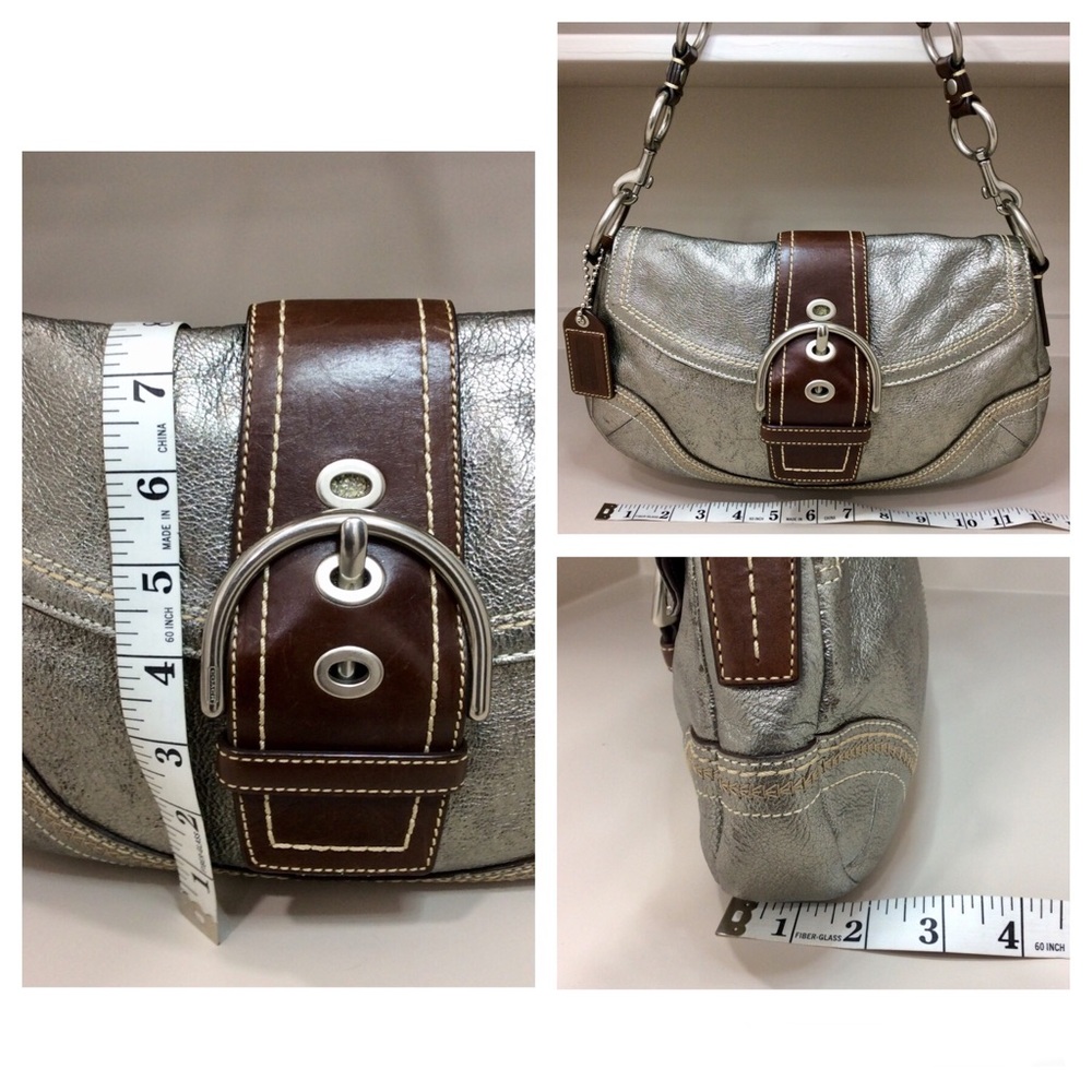 Rare Coach Soho Metallic Goat Leather Y2K Buckle Flap Shoulder Bag - Picture 17 of 17